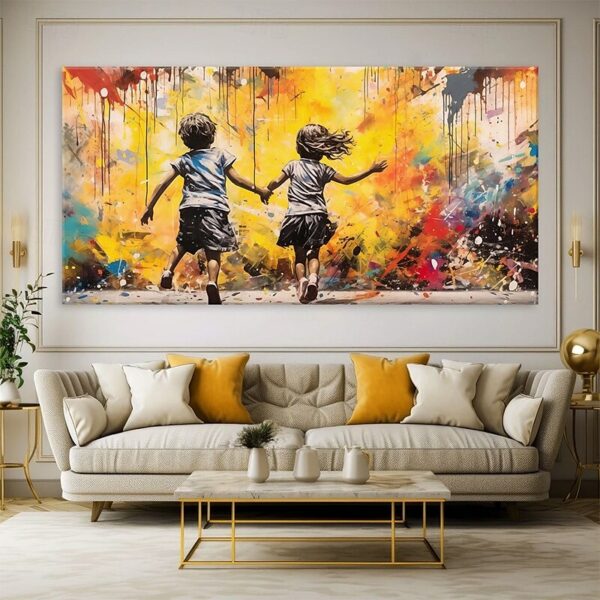 Graffiti Wall Art Living Room, Style of Banksy Canvas Print, Modern Wall Art, Framed Canvas Print, Extra Large Wall Art