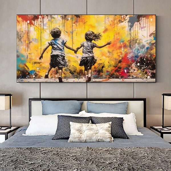 Graffiti Wall Art Living Room, Style of Banksy Canvas Print, Modern Wall Art, Framed Canvas Print, Extra Large Wall Art - Image 3