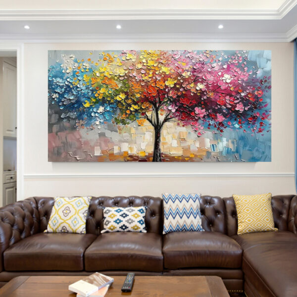 Handmade Colorful Tree Oil Painting On Canvas Abstract Wall Art for Home Decor Painting