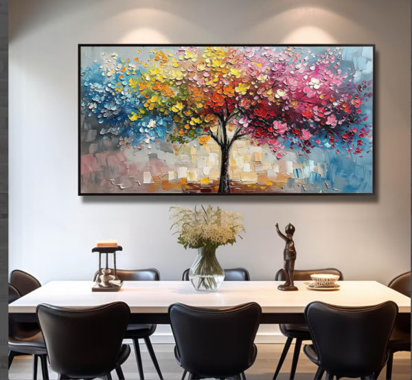 Handmade Colorful Tree Oil Painting On Canvas Abstract Wall Art for Home Decor Painting - Image 2