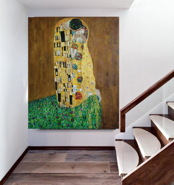 Gustav Klimt The Kiss 1907-1908, Oil on Canvas, High quality hand-painted oil painting reproduction - Image 5