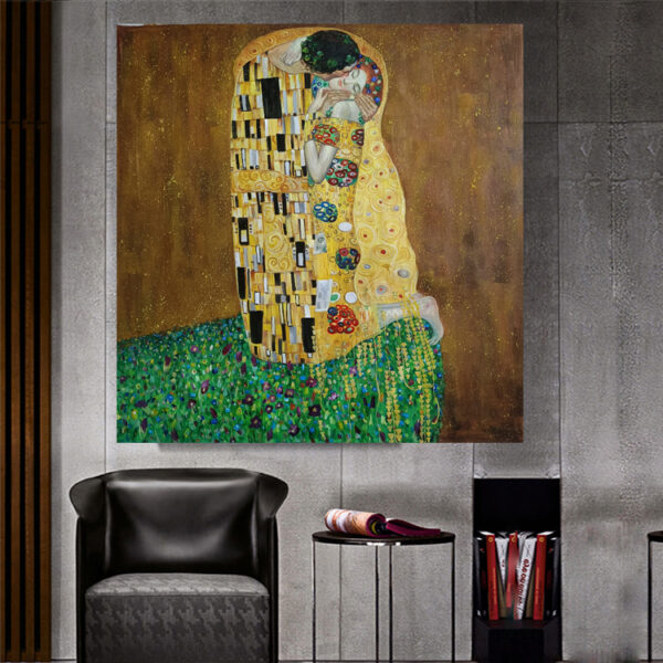 Gustav Klimt The Kiss 1907-1908, Oil on Canvas, High quality hand-painted oil painting reproduction - Image 3