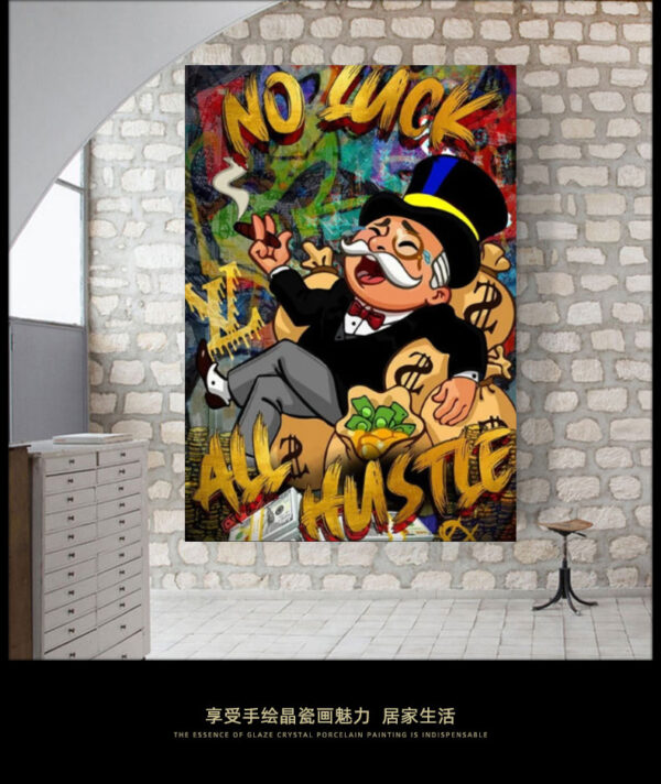 Banksy Street Graffiti Canvas Wall Art Monopoly Man Fashion Unique Modern Artist Aesthetics Pictures Wall Decor Abstract Painting Framed Poster Print for Home Living room Bedroom Bathroom Office - Image 3