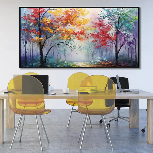 Handmade Colorful Flower Tree Art,Oil Painting On Canvas Abstract Wall Art for Home Decor Livingroom Art On Canvas Original Minimalist Artwork Colorful Painting on Canvas Custom Painting - Image 6
