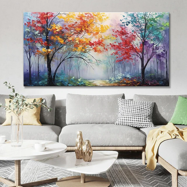 Handmade Colorful Flower Tree Art,Oil Painting On Canvas Abstract Wall Art for Home Decor Livingroom Art On Canvas Original Minimalist Artwork Colorful Painting on Canvas Custom Painting - Image 5