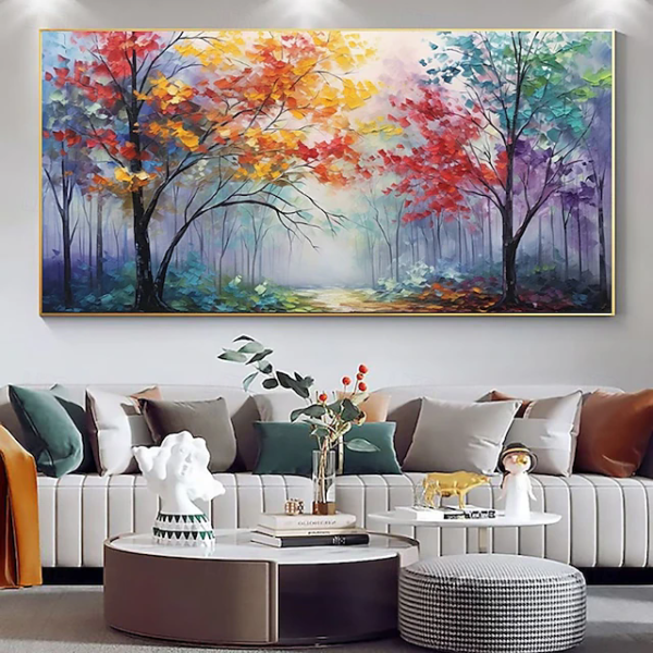 Handmade Colorful Flower Tree Art,Oil Painting On Canvas Abstract Wall Art for Home Decor Livingroom Art On Canvas Original Minimalist Artwork Colorful Painting on Canvas Custom Painting - Image 4