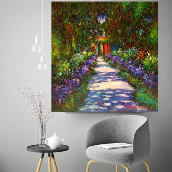 Claude Monet Garden Path at Giverny  -Hand Painted Oil Painting Reproductions - Image 5