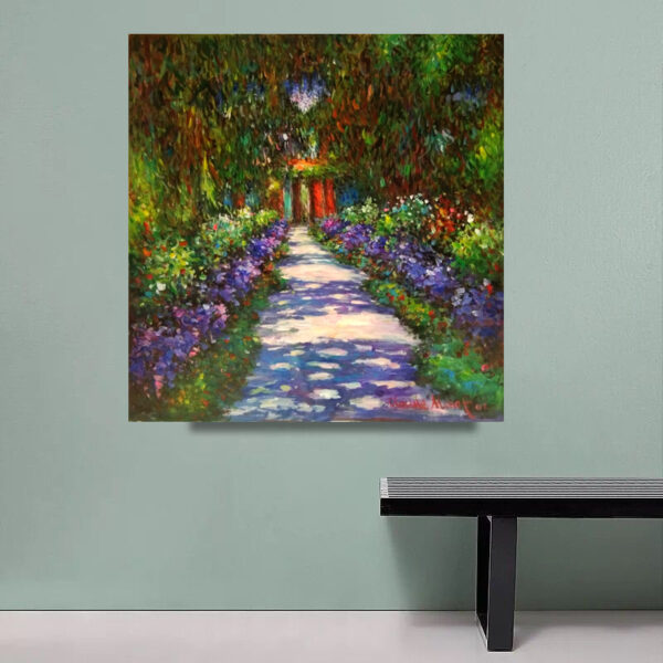 Claude Monet Garden Path at Giverny  -Hand Painted Oil Painting Reproductions - Image 3