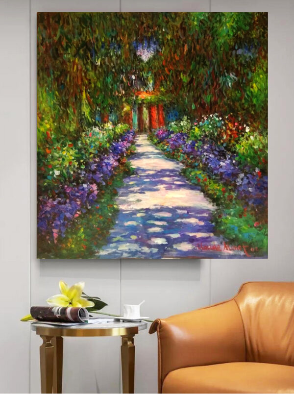 Claude Monet Garden Path at Giverny  -Hand Painted Oil Painting Reproductions - Image 2