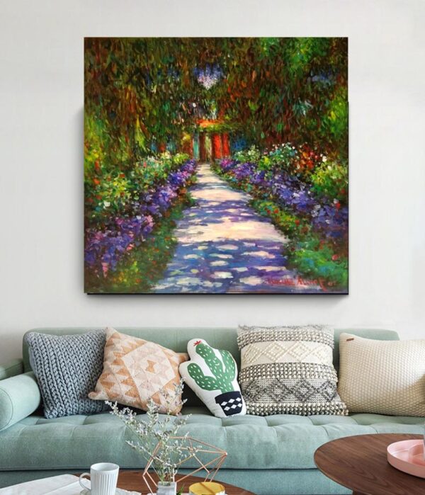 Claude Monet Garden Path at Giverny  -Hand Painted Oil Painting Reproductions