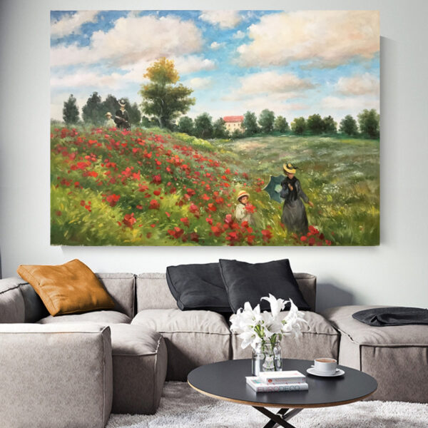 Claude Monet Poppy Field In Argenteuil   -Hand Painted Oil Painting Reproductions - Image 6