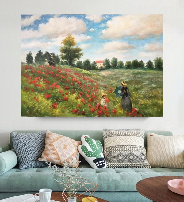 Claude Monet Poppy Field In Argenteuil   -Hand Painted Oil Painting Reproductions - Image 5