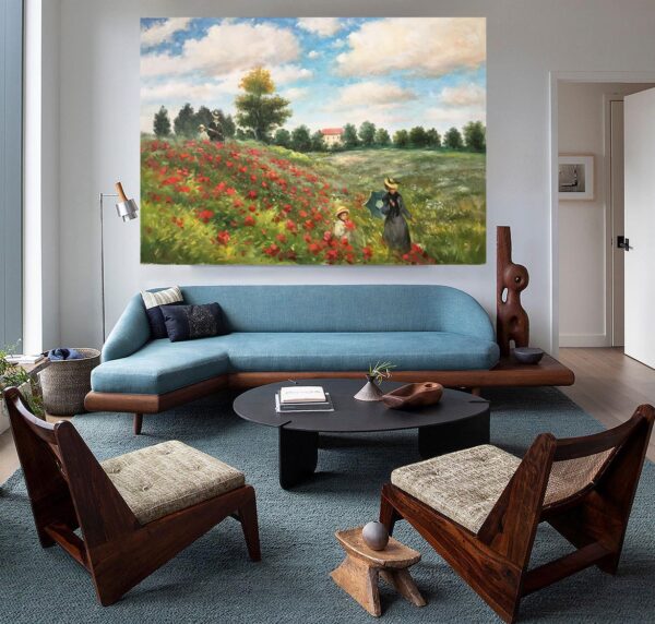 Claude Monet Poppy Field In Argenteuil   -Hand Painted Oil Painting Reproductions - Image 4