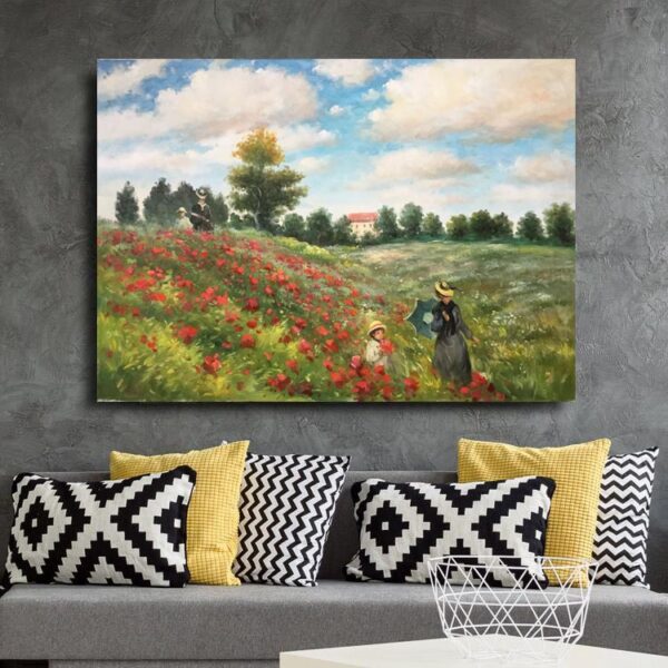 Claude Monet Poppy Field In Argenteuil   -Hand Painted Oil Painting Reproductions - Image 3