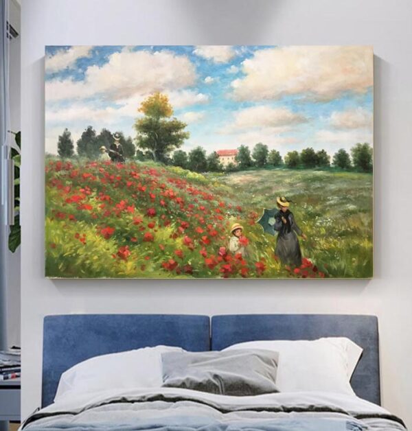 Claude Monet Poppy Field In Argenteuil   -Hand Painted Oil Painting Reproductions