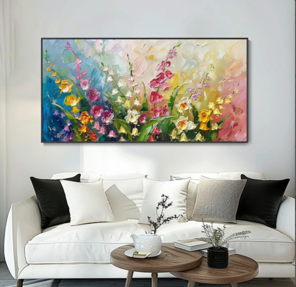 Handmade Colorful Flower Tree Art,Oil Painting On Canvas Abstract Wall Art for Home Decor Livingroom Art On Canvas Original Minimalist Artwork Colorful Painting on Canvas Custom Painting (复制) - Image 6