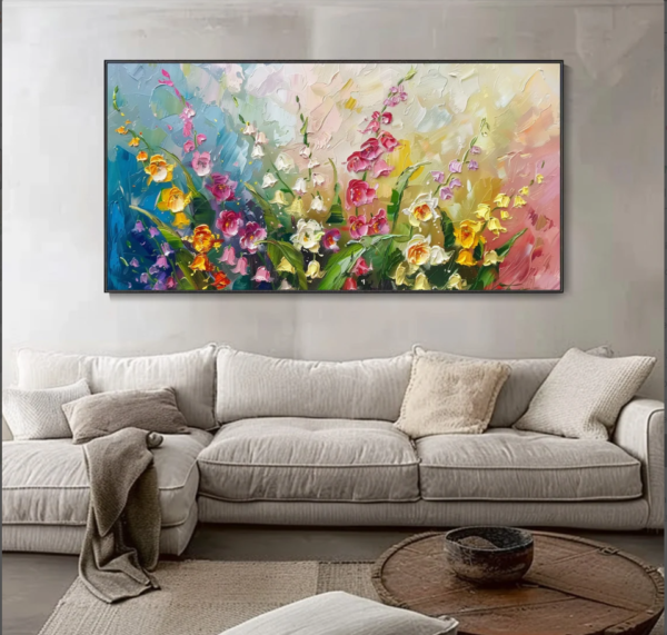 Handmade Colorful Flower Tree Art,Oil Painting On Canvas Abstract Wall Art for Home Decor Livingroom Art On Canvas Original Minimalist Artwork Colorful Painting on Canvas Custom Painting (复制) - Image 5