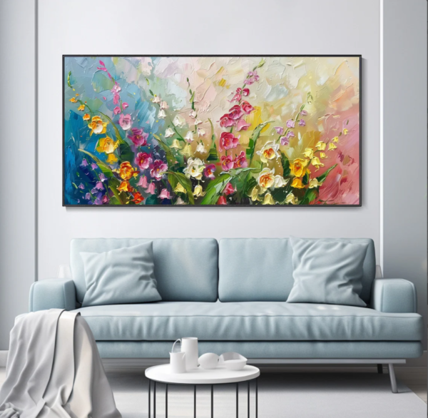 Handmade Colorful Flower Tree Art,Oil Painting On Canvas Abstract Wall Art for Home Decor Livingroom Art On Canvas Original Minimalist Artwork Colorful Painting on Canvas Custom Painting (复制) - Image 4