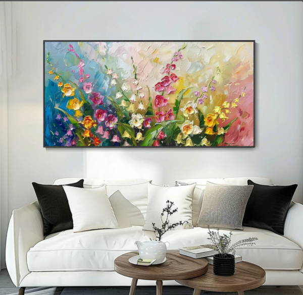 Handmade Colorful Flower Tree Art,Oil Painting On Canvas Abstract Wall Art for Home Decor Livingroom Art On Canvas Original Minimalist Artwork Colorful Painting on Canvas Custom Painting (复制) - Image 3