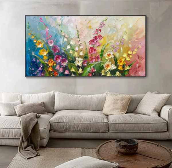 Handmade Colorful Flower Tree Art,Oil Painting On Canvas Abstract Wall Art for Home Decor Livingroom Art On Canvas Original Minimalist Artwork Colorful Painting on Canvas Custom Painting (复制)