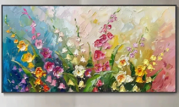 Handmade Colorful Flower Tree Art,Oil Painting On Canvas Abstract Wall Art for Home Decor Livingroom Art On Canvas Original Minimalist Artwork Colorful Painting on Canvas Custom Painting (复制) - Image 7